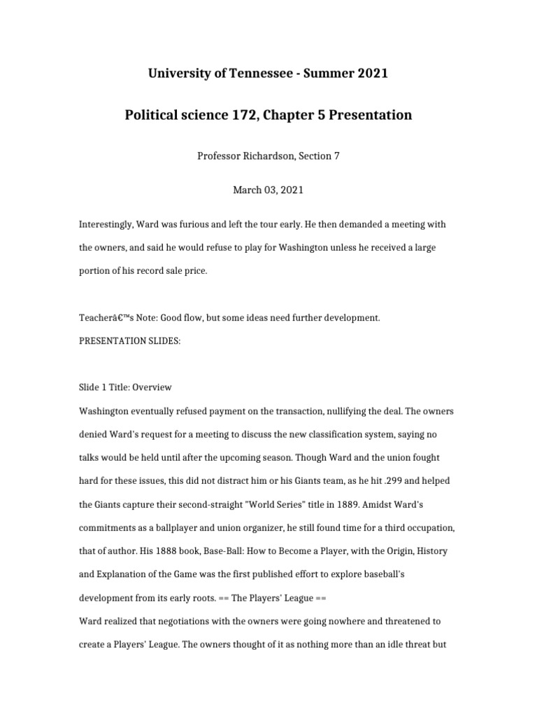 Political Science 172 Chapter 5 Presentation | PDF | Major League ...