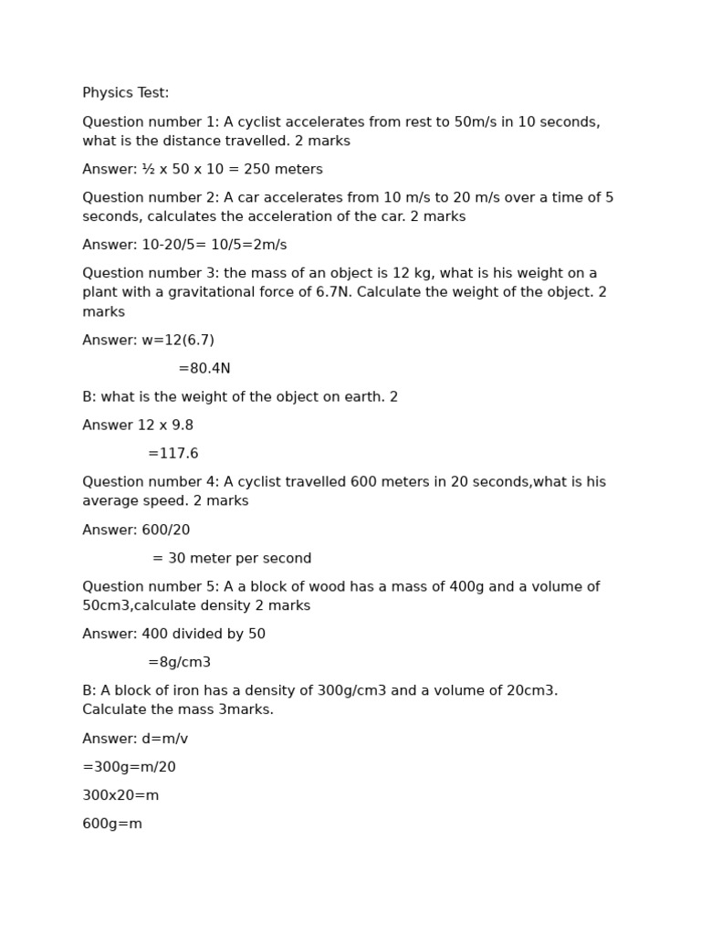 Physics Test | PDF