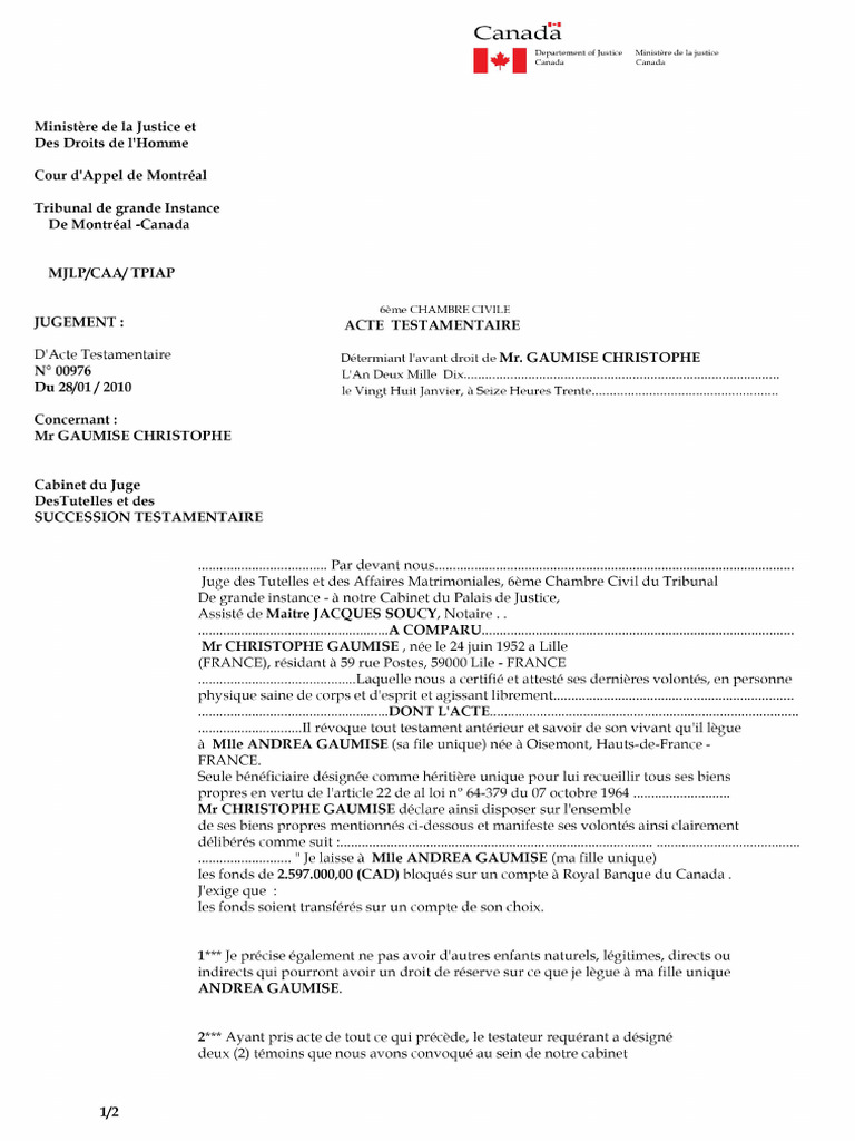 Acte Testamentaire | PDF