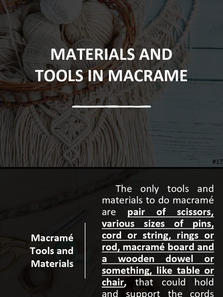 Week 2 - MATERIALS AND TOOLS IN MACRAME1 | PDF