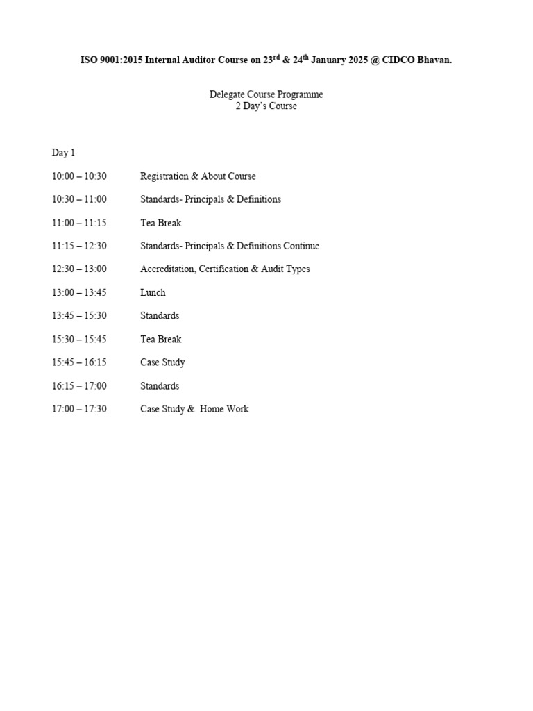 Schedule of Training | PDF