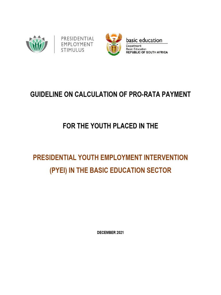 Pro-Rata Payment Guidelines for PYEI | PDF | Employment | Pro Rata