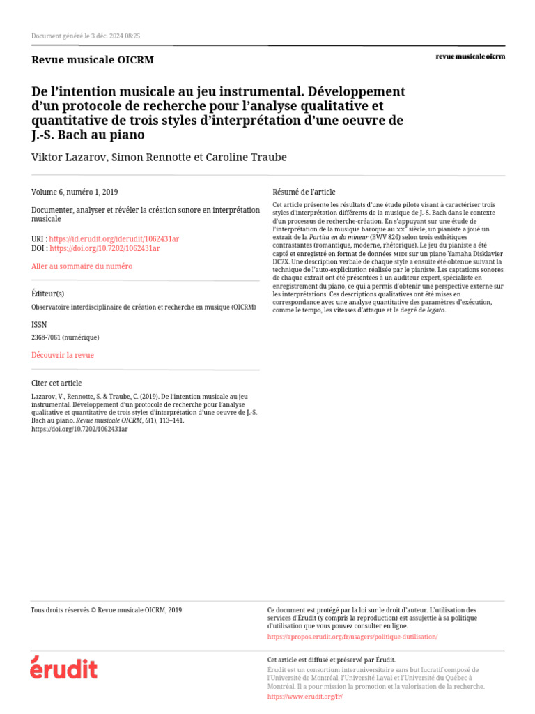 Analyse des styles d'interprétation de Bach | PDF | Compositeurs ...