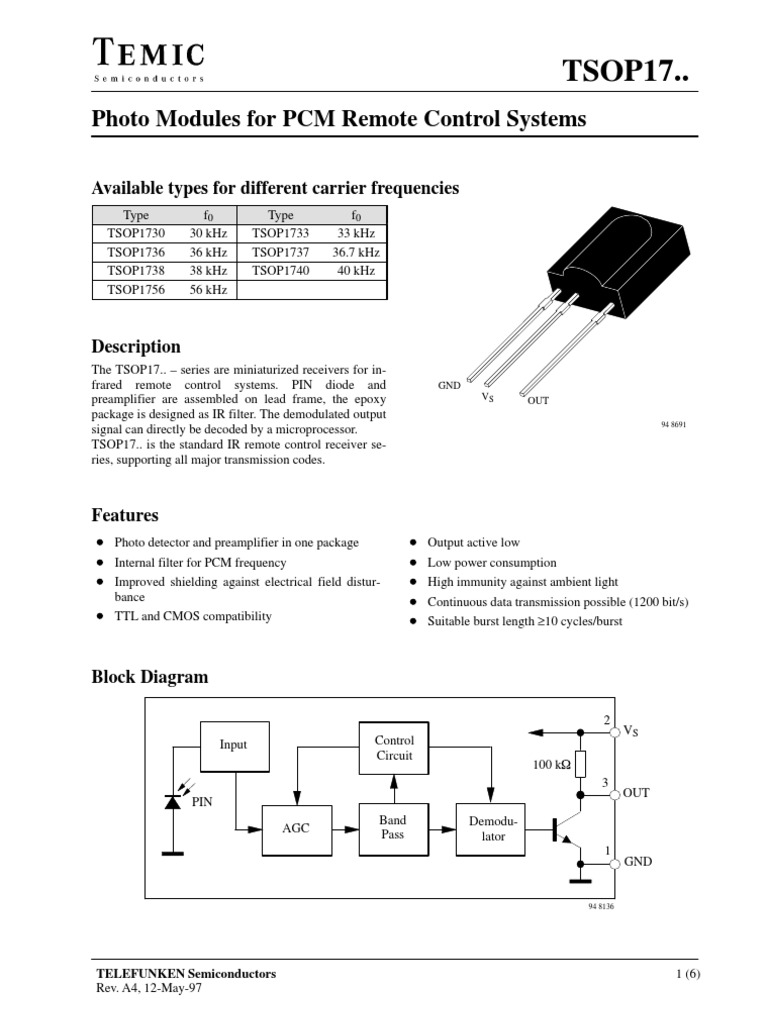 Datasheet Infrared Detector (Radio)