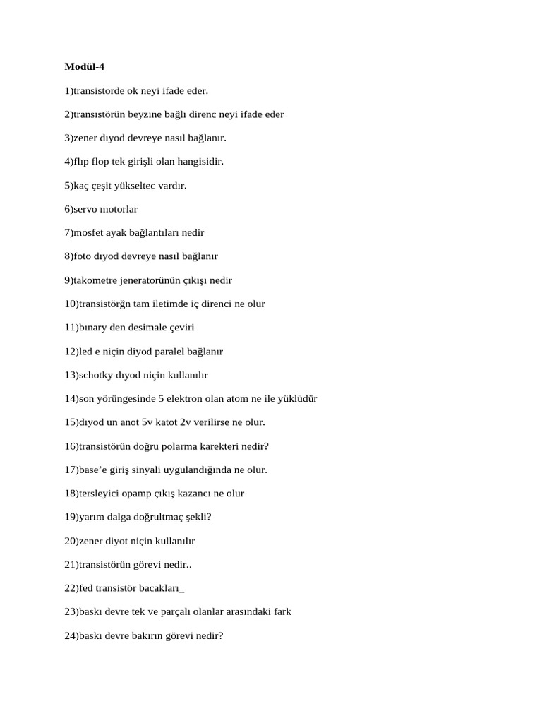 Modul 4 Sınav Soruları | PDF