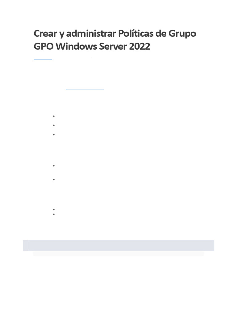 Crear y Gestionar GPO en Windows Server 2022 | PDF | Microsoft Windows ...