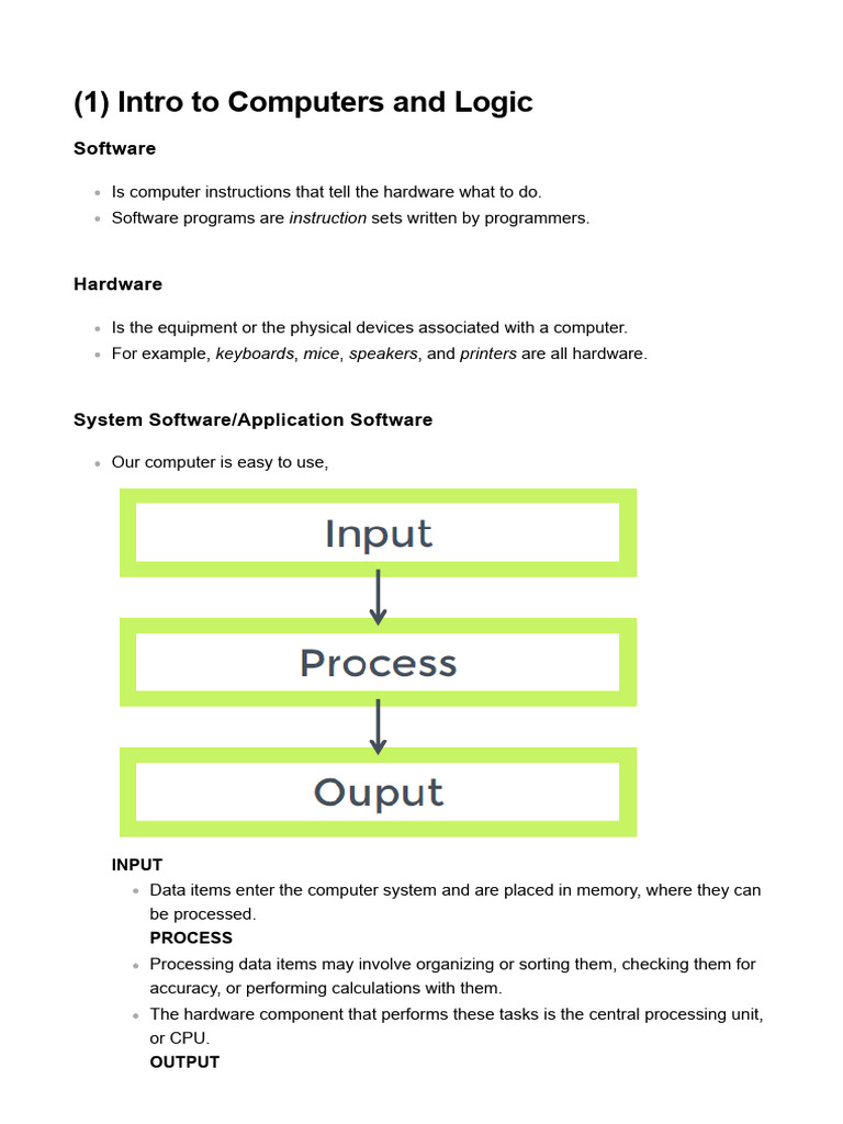 1 Intro To Computers and Logic | PDF | Computer Program | Programming