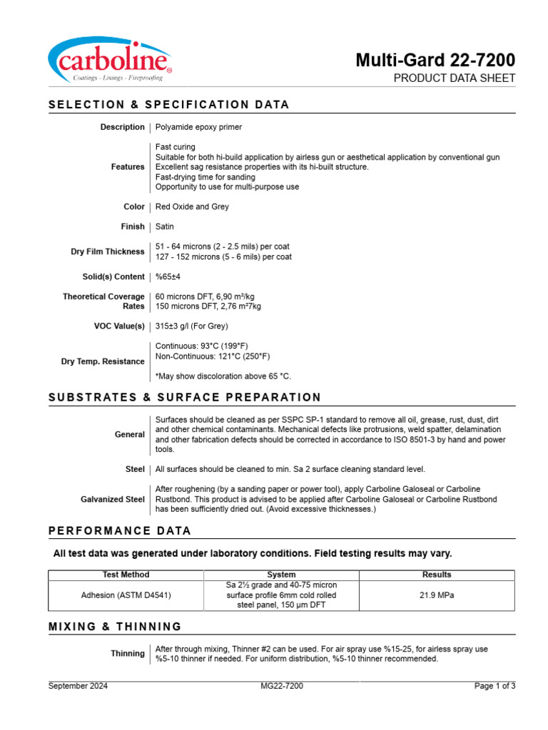 Multi-Gard 22-7200 Product Overview | PDF | Humidity | Materials