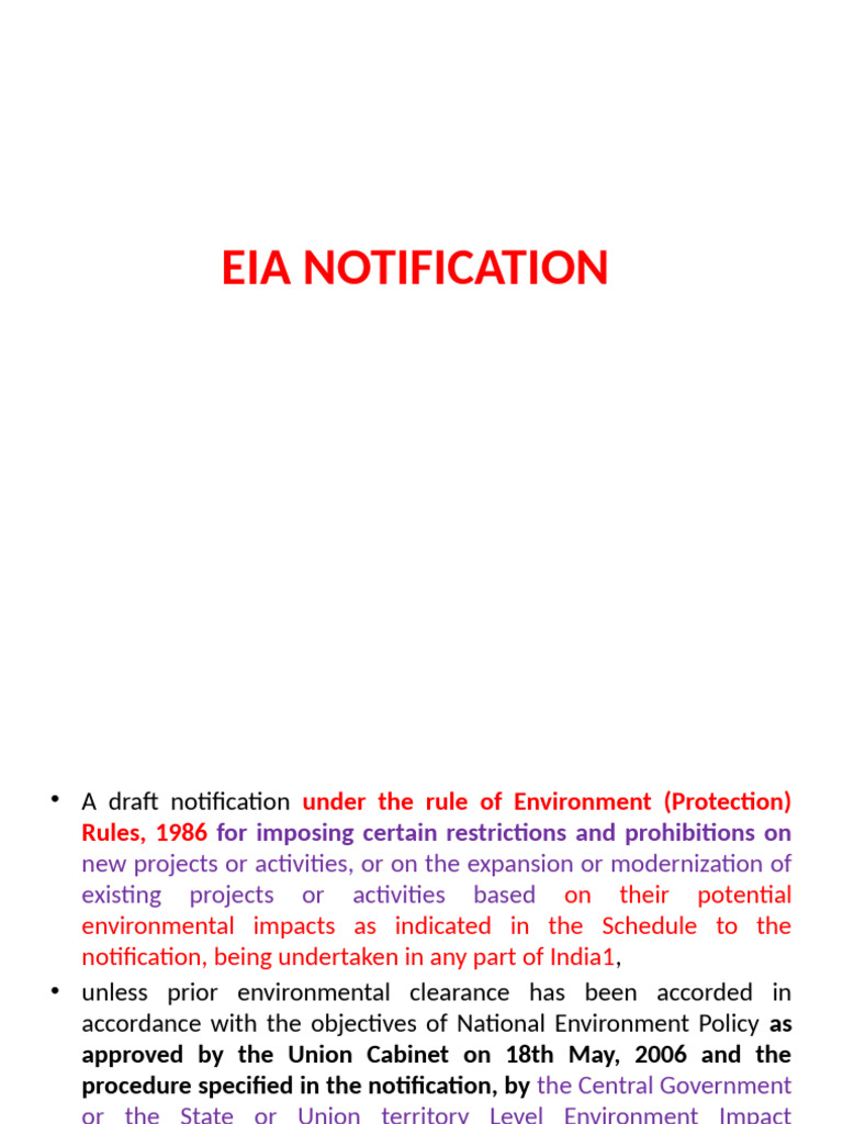 EIA Notification 2006 Overview | PDF | Environmental Impact Assessment ...