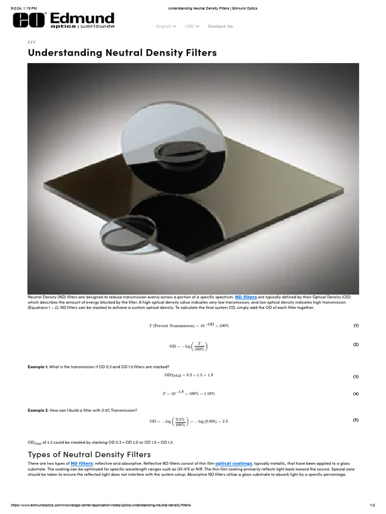 ND Filters: A Guide for Photographers | PDF | Optical Filter | Absorbance