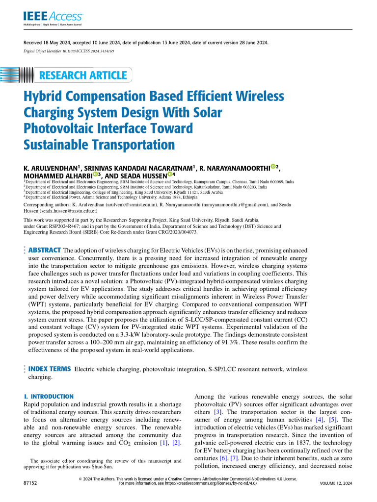 Hybrid Wireless Charging for EVs with PV Integration | PDF ...