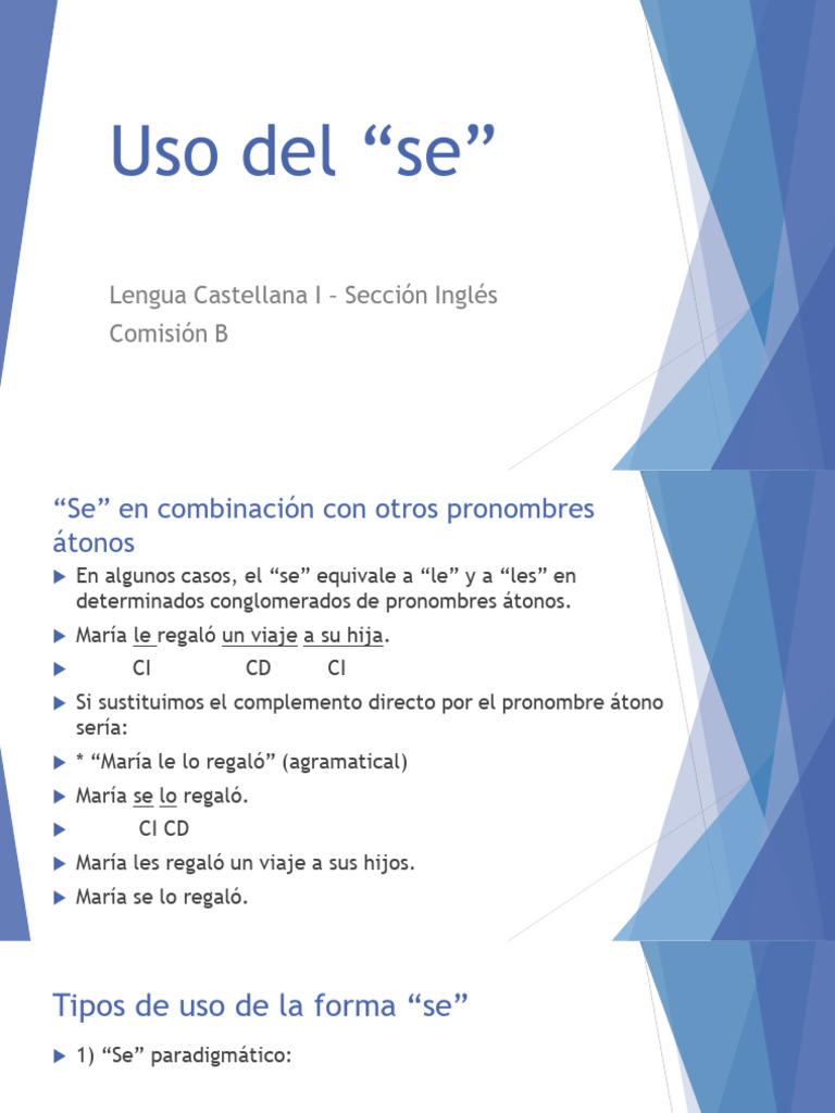 Uso del pronombre 