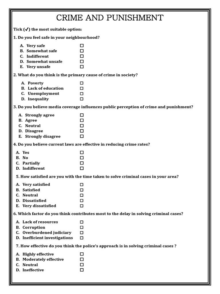 Survey on Crime and Punishment Insights | PDF | Crimes | Crime & Violence