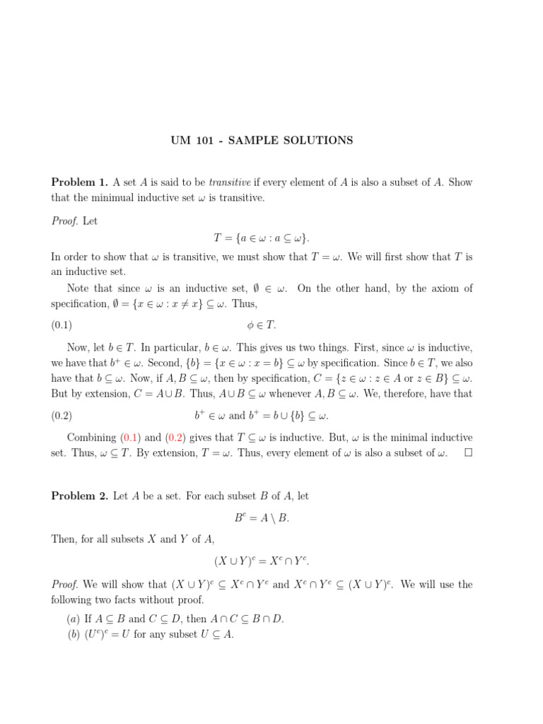 UM 101 SampleSolutions | PDF