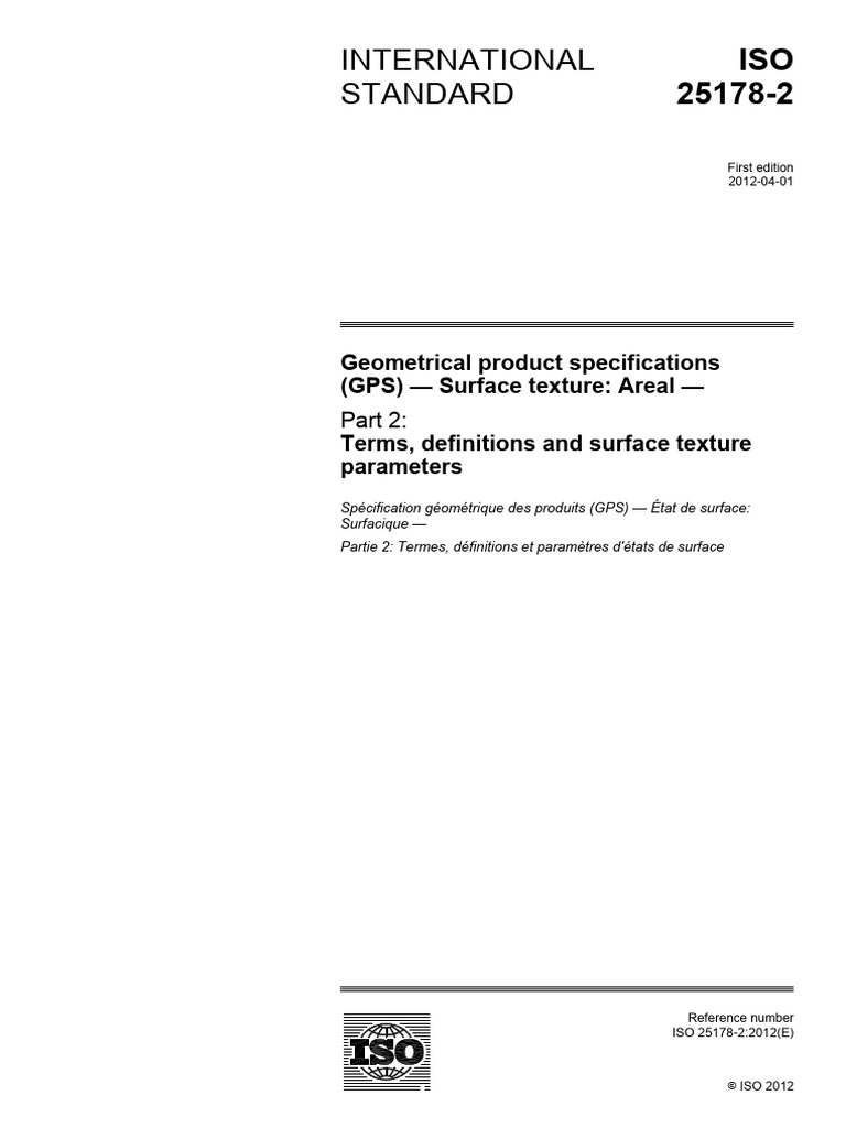 ISO 25178-2: Areal Surface Texture Standards | PDF
