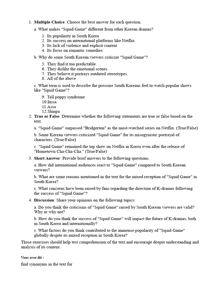 Squid Game Its Complicated Questions | PDF