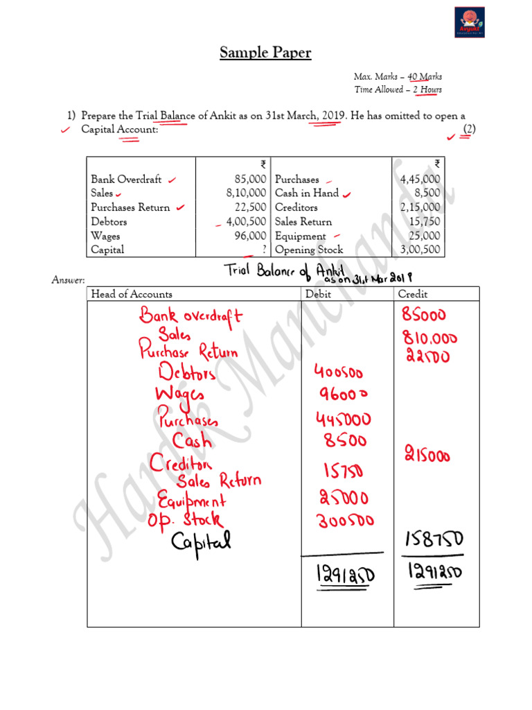 Sample Paper 1 Answers C26c26e3 Ff1d 4c08 9ab1 D0ea426a7471 | PDF ...