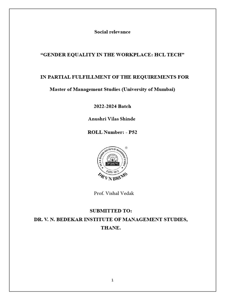Gender Equality in The Workplace HCL Tech | PDF | Diversity (Business ...