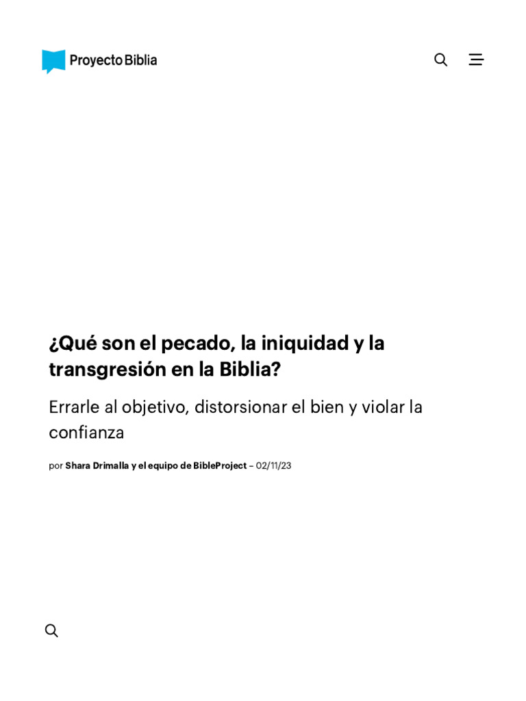 ¿Qué Son El Pecado, La Iniquidad y La Transgresión en La Biblia | PDF ...