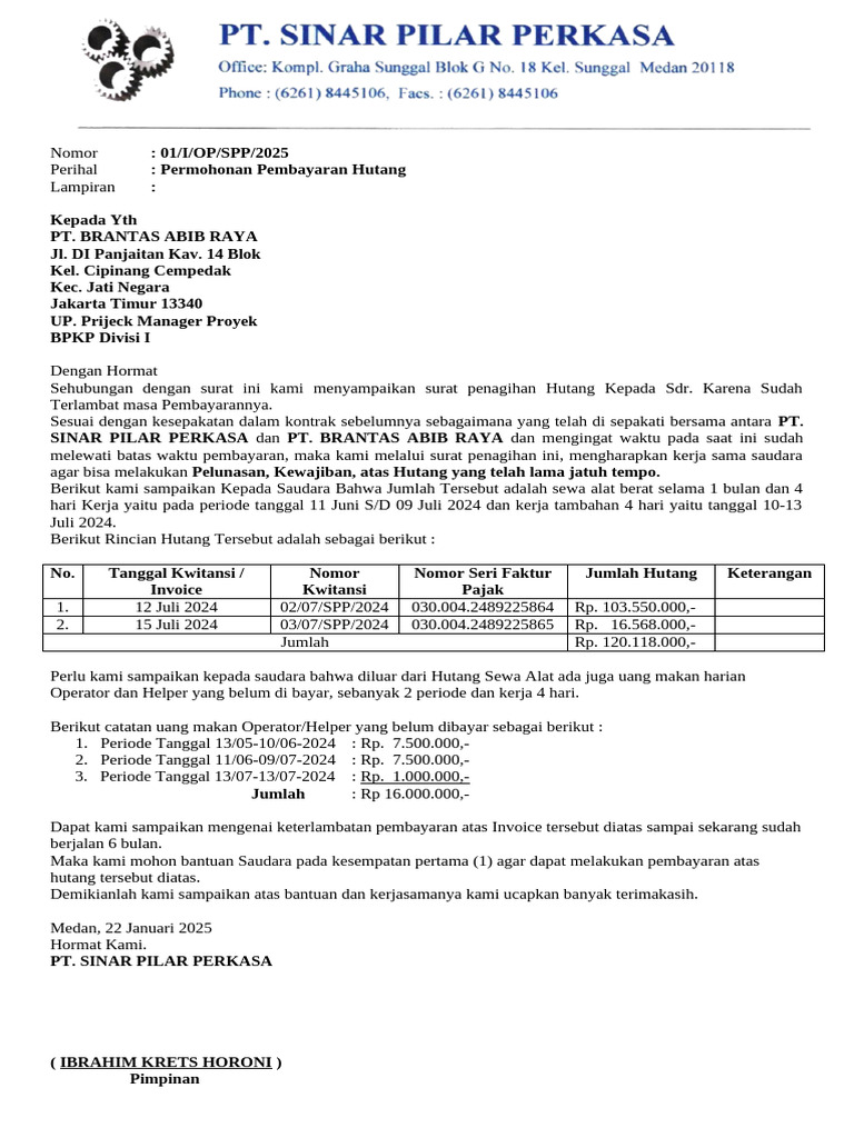 Surat Permohonan Pembayaran Tunggakan | PDF