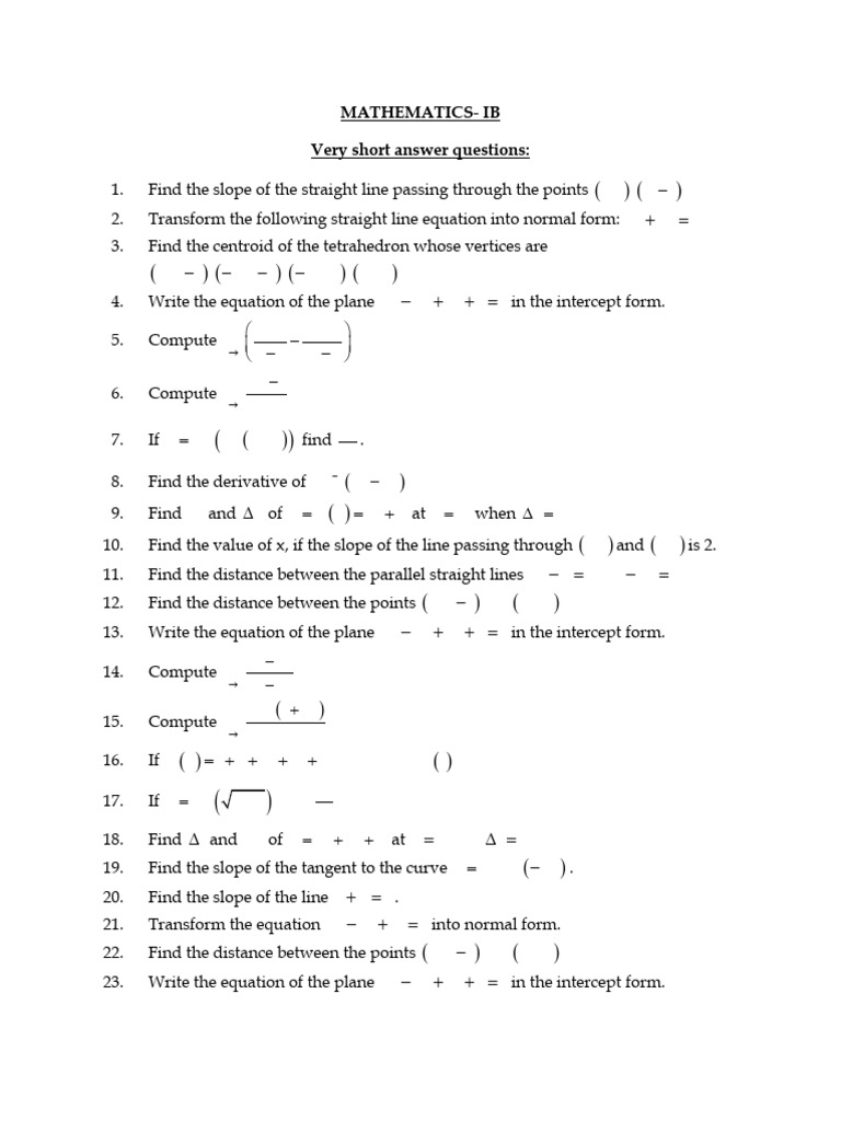 Maths IB Coordinate Geometry (2D & 3D) and Calculus | PDF | Line ...