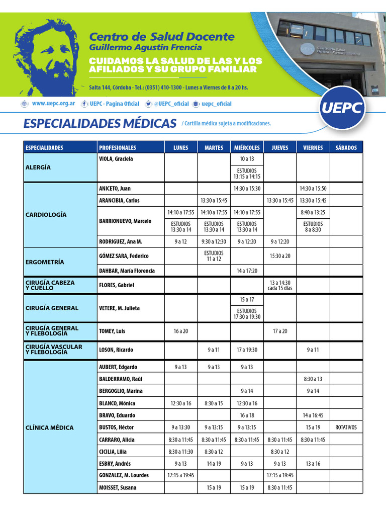 Especialidades Medicas Septiembre2024 | PDF | Cuidado de la salud