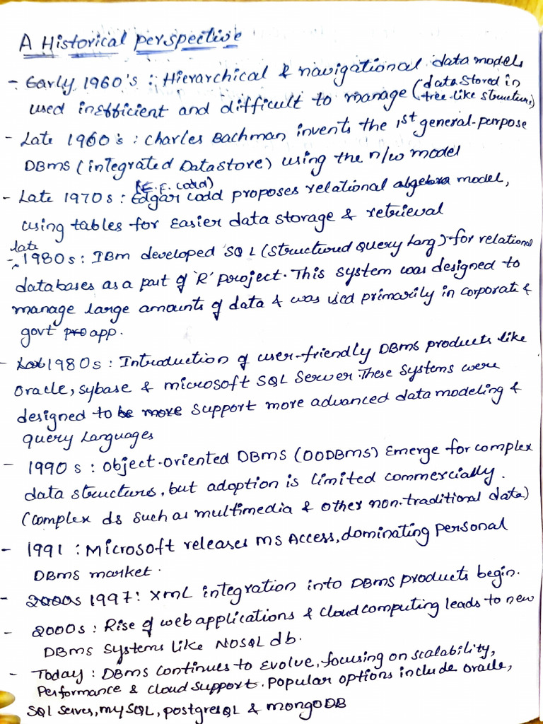 Dbms - Hand Written Notes (Unit1&2) | PDF
