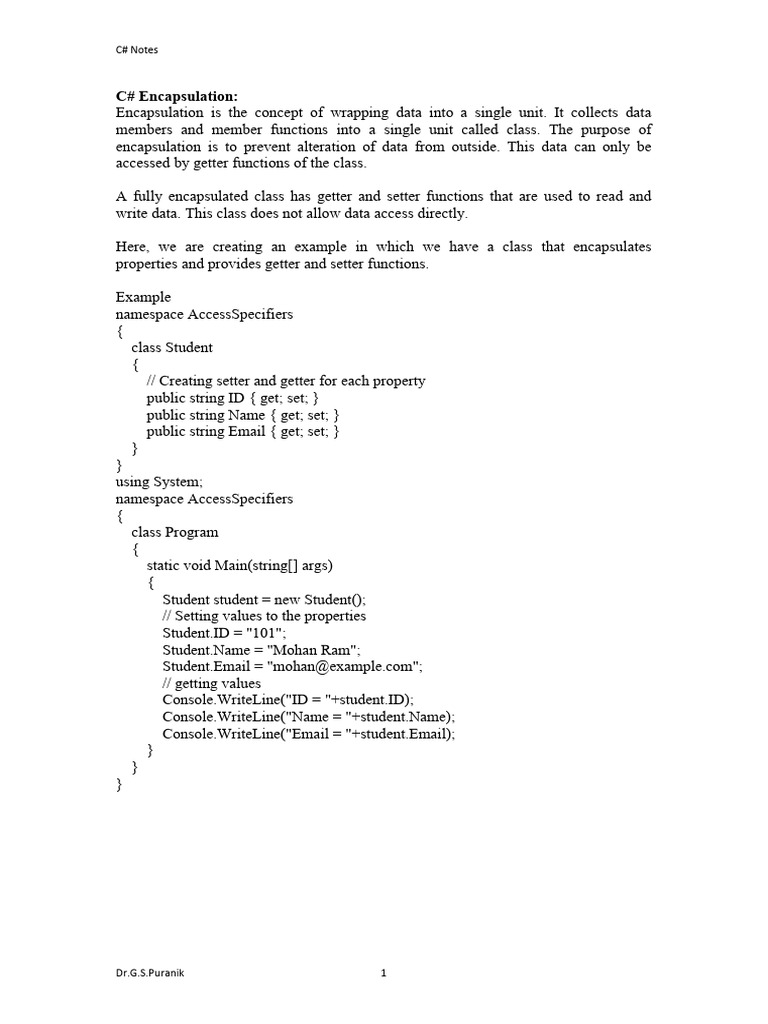 Unit-3c# (Modified) Docx | PDF | Class (Computer Programming) | C Sharp ...
