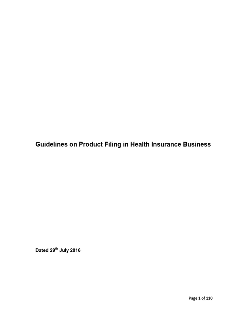 Health Insurance Product Filing Guidelines | PDF | Insurance | Life ...