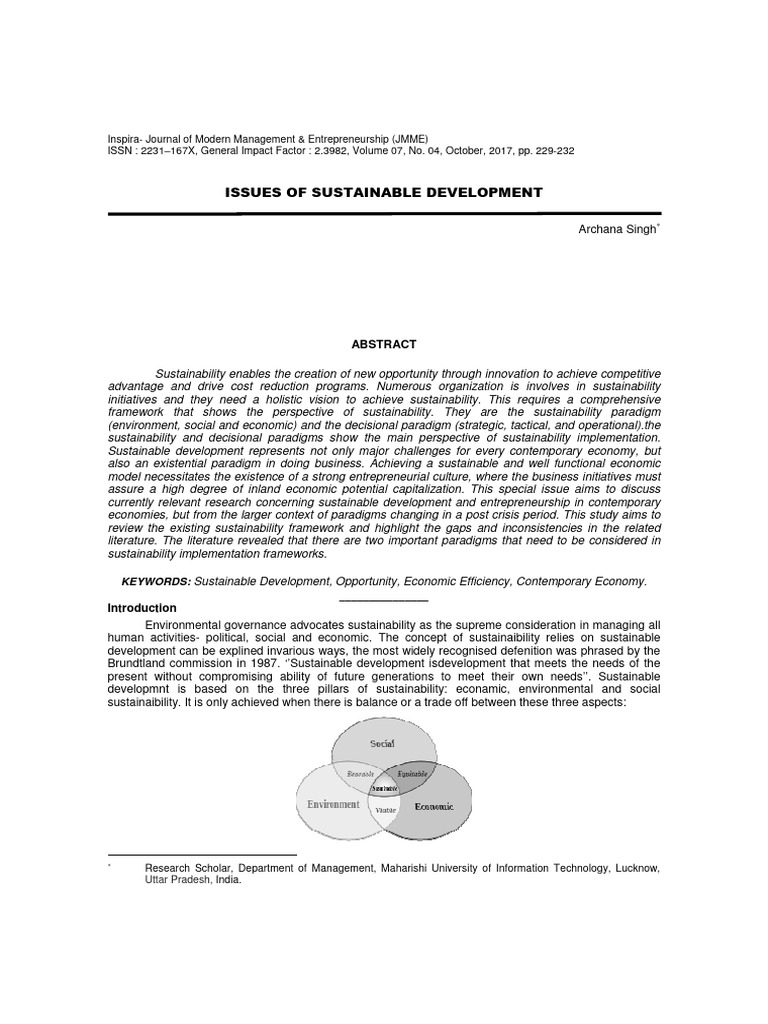 Issues in Sustainable Development Analysis | PDF | Sustainability ...
