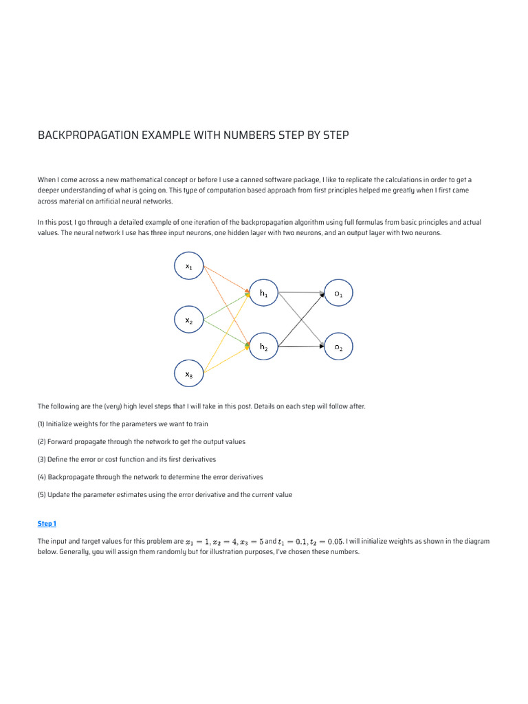 Backpropagation Example With Numbers Step by Step | PDF | Artificial ...