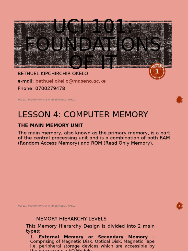 Uci 101 Foundations of It Lecture 4 Slides | PDF | Random Access Memory ...