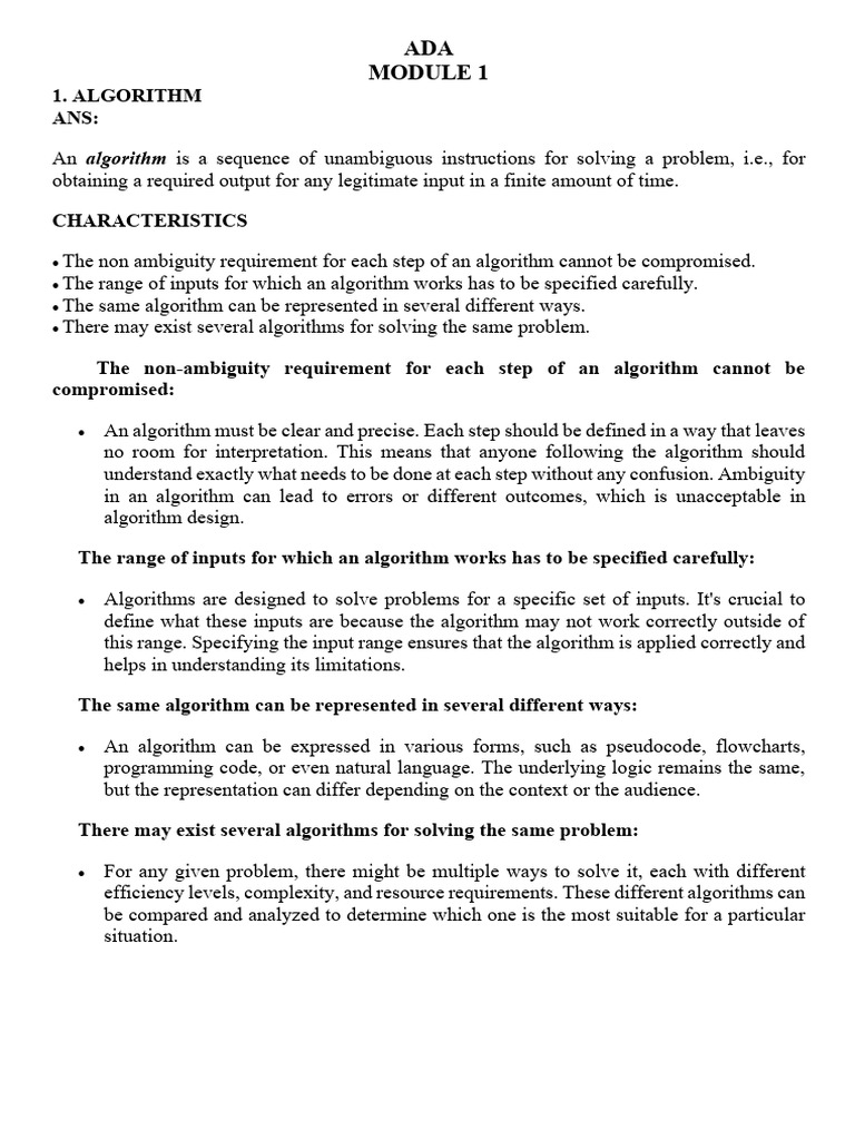 ADA Module 1: Algorithm Basics | PDF | Algorithms | Time Complexity