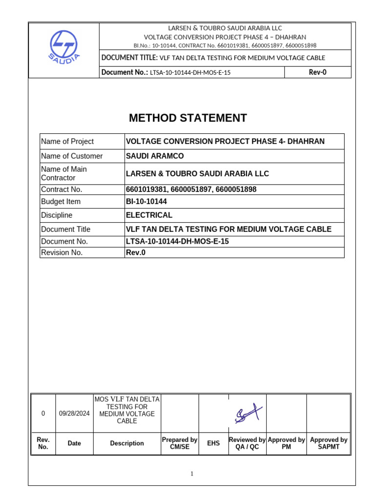 VLF Tan Delta Testing Guide | PDF | Housekeeping | Personal Protective ...