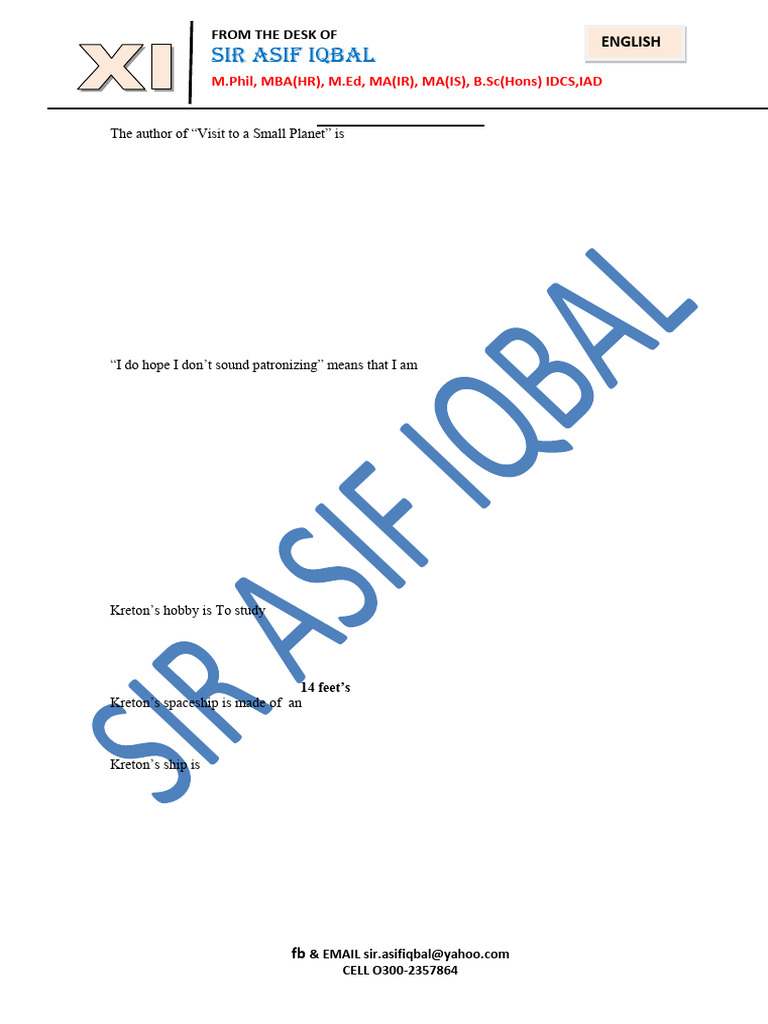 A visit to a small planet pdf