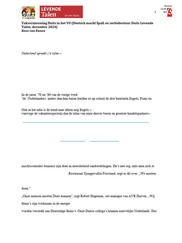 Vakvernieuwing Duits 2025 | PDF