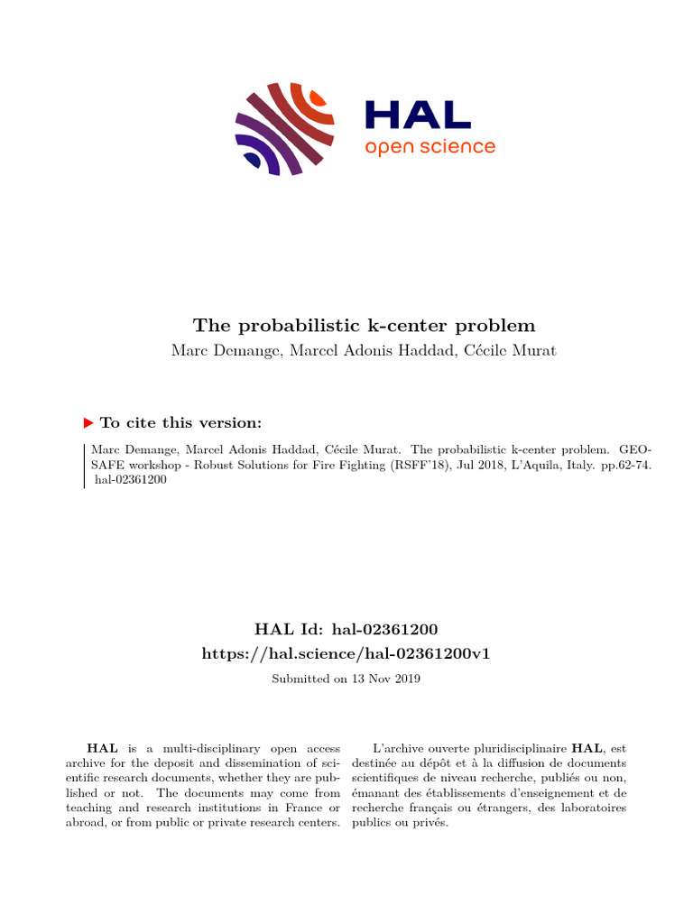 The Probabilistic K-Center Problem | PDF | Vertex (Graph Theory ...