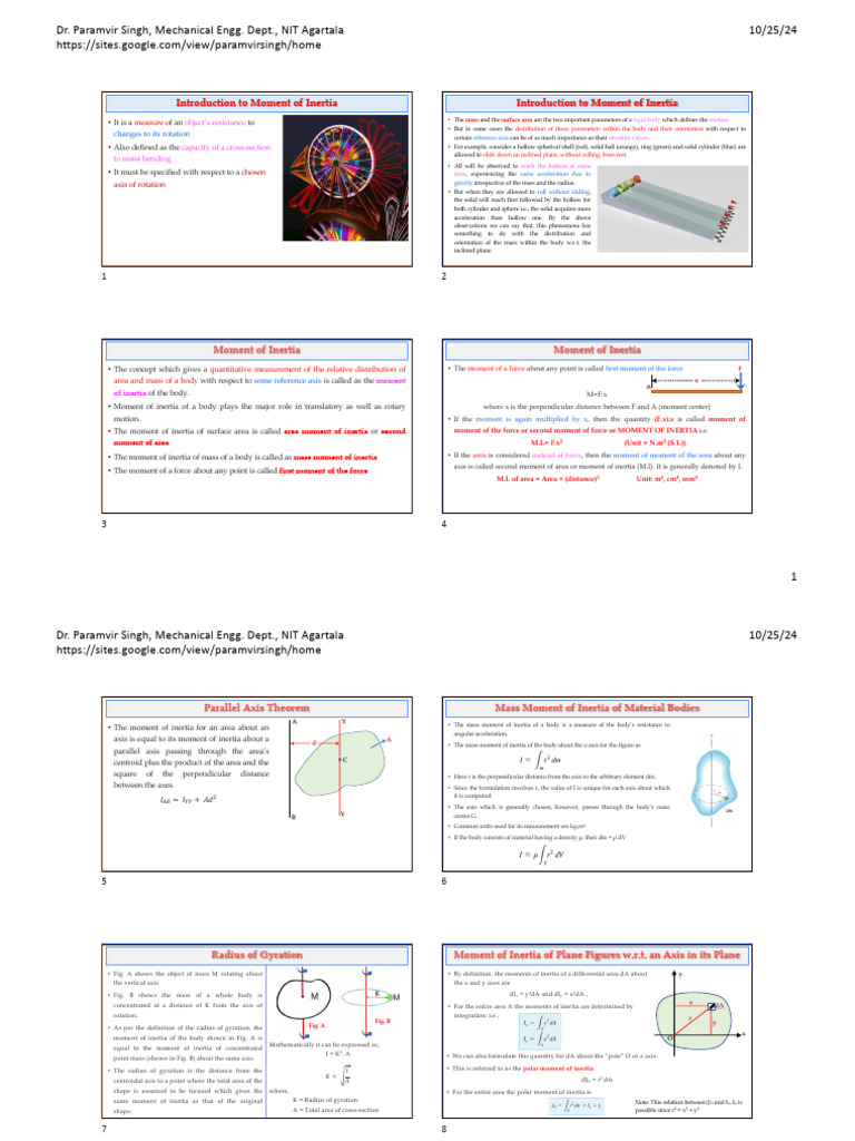 Part 11 - Moment of Inertia | PDF | Mechanics | Geometry
