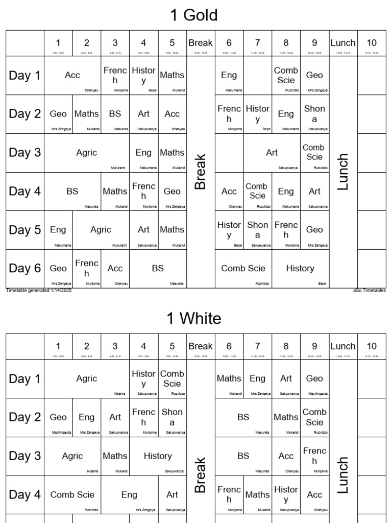 2025 Timetable For Classes | PDF