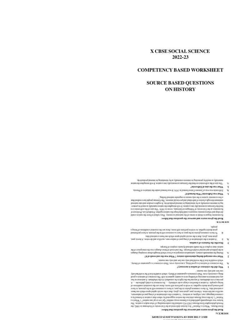 SCIENCE COMPETENCY BASED WORKSHEET ON HISTORY - Booklet | PDF