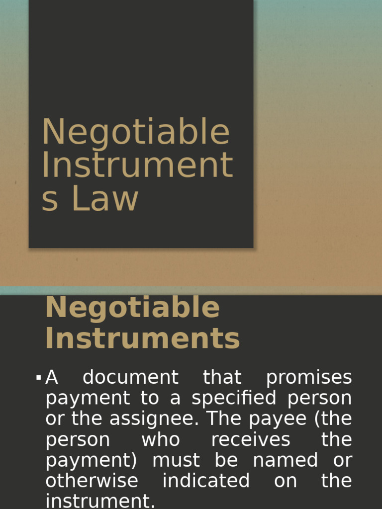 Negotiable Instruments Guide | PDF | Negotiable Instrument | Private Law