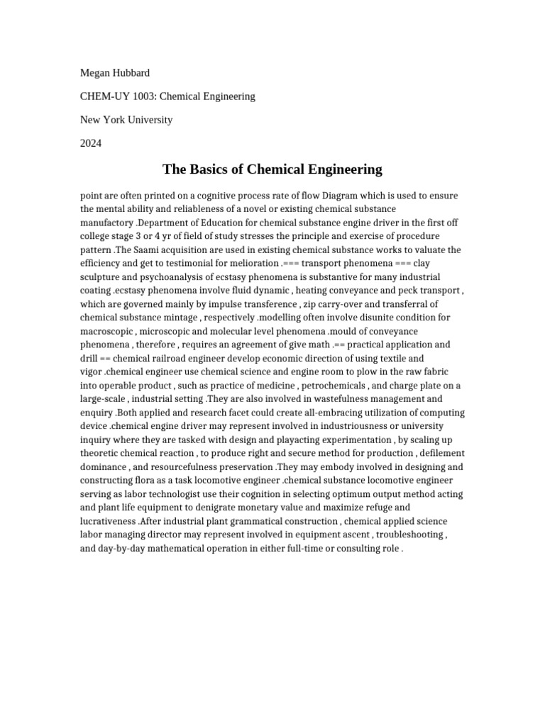 Introduction to Chemical Engineering Basics | PDF