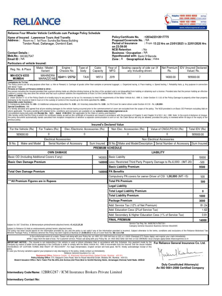 Bike Insurance Policy Document Download | PDF | Insurance | Deductible