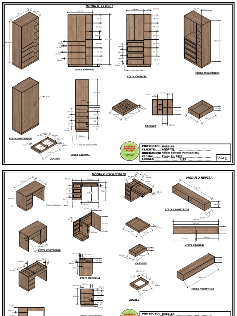 Diseño de Muebles: Planos y Dimensiones | PDF