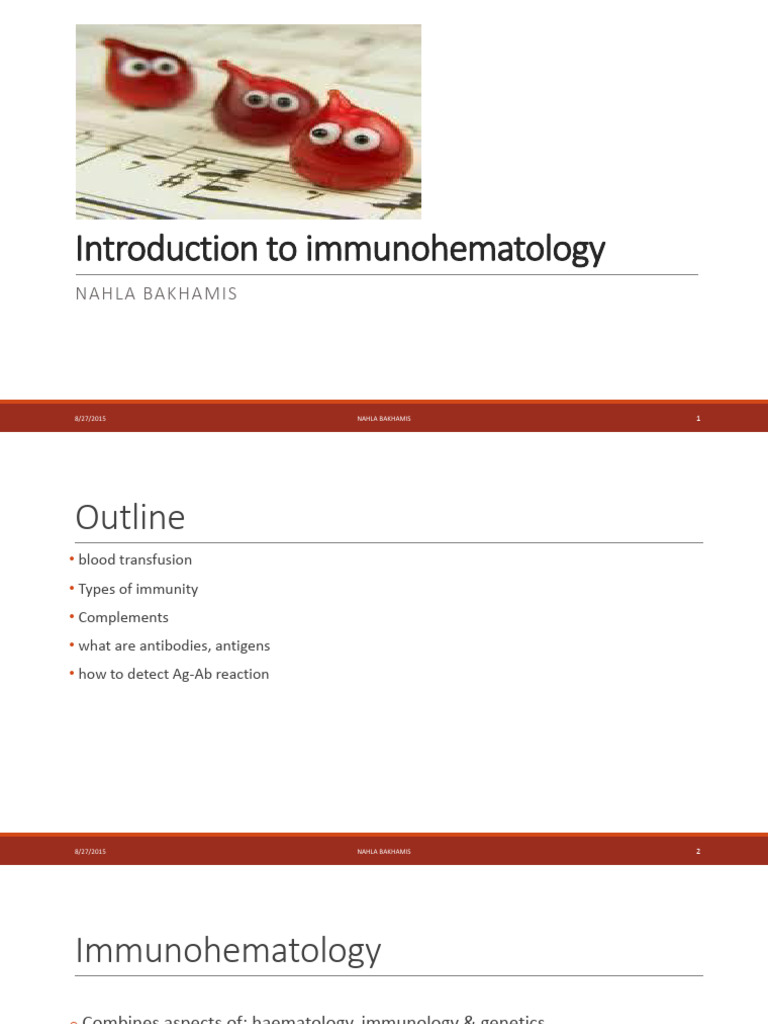 Introduction To Immunohematology | PDF | Antigen | Antibody