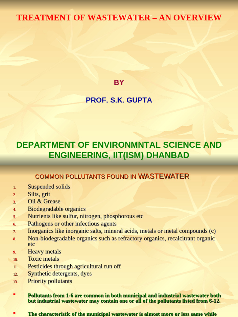 Overview of Wastewater Treatment Methods | PDF | Sewage Treatment ...