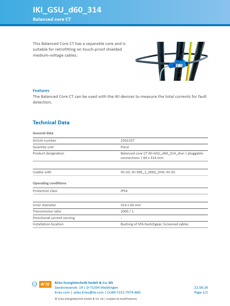 Balanced Core CT for Medium-Voltage Cables | PDF