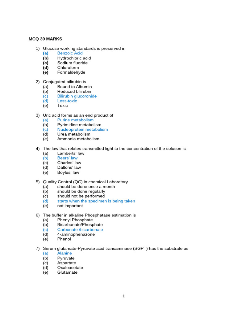 Clinical Chem Rev With Answers | PDF | Creatinine | Acid