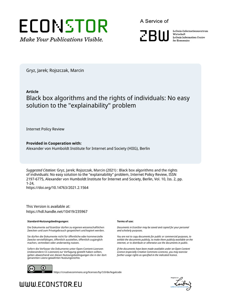 Black Box Algorithms and The Rights of Individuals - Artigo | PDF ...