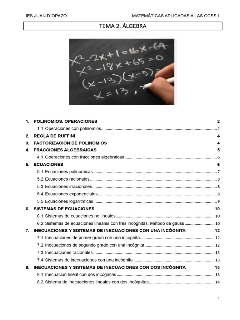 Tema 2 - Álgebra - Teoría | PDF | División (Matemáticas) | Ecuaciones
